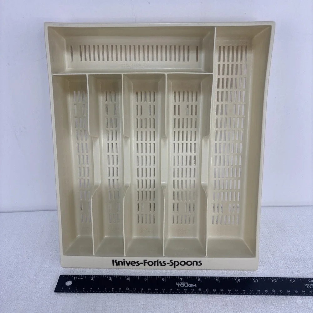VTG Knives Forks‎ Spoons Flatware Kitchen Drawer Organizer 6 Slot Plastic Tray